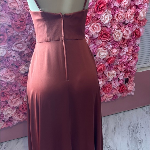 Bold Rust Slip Dress With Spaghetti Straps - Picture 6 of 6